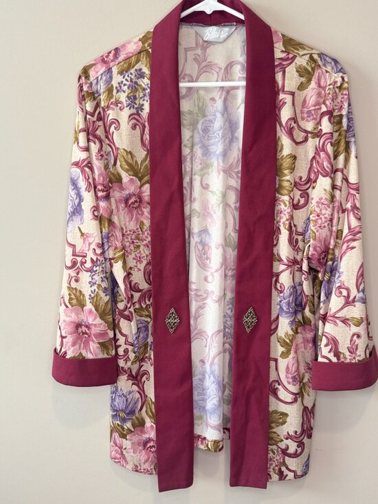 Blair Tops - Womens Blair Vintage Floral Cardigan Kimono Robe Large Silk